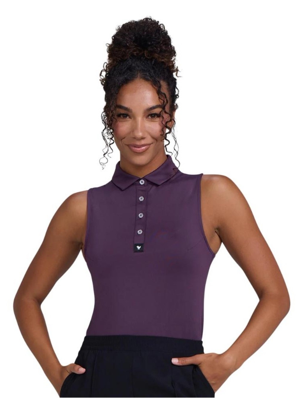 Bad Birdie Sleeveless Polo Tank Top in Deep Purple